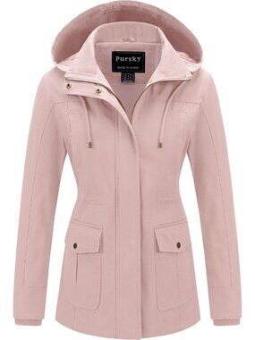 Women's Pink Cotton Anorak Lightweight Casual Military Safari Jackets